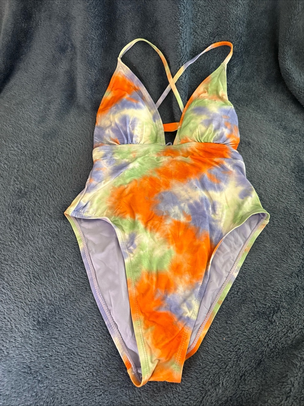 NWOT Lucky Brand Women's Tie-Dye One Piece Bathing Swimsuit Size S Back Straps